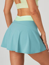 Cross Waist Tennis Skirts With Shorts Green