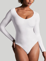 ButterLab™ Long Sleeve V Neck Bodysuits White