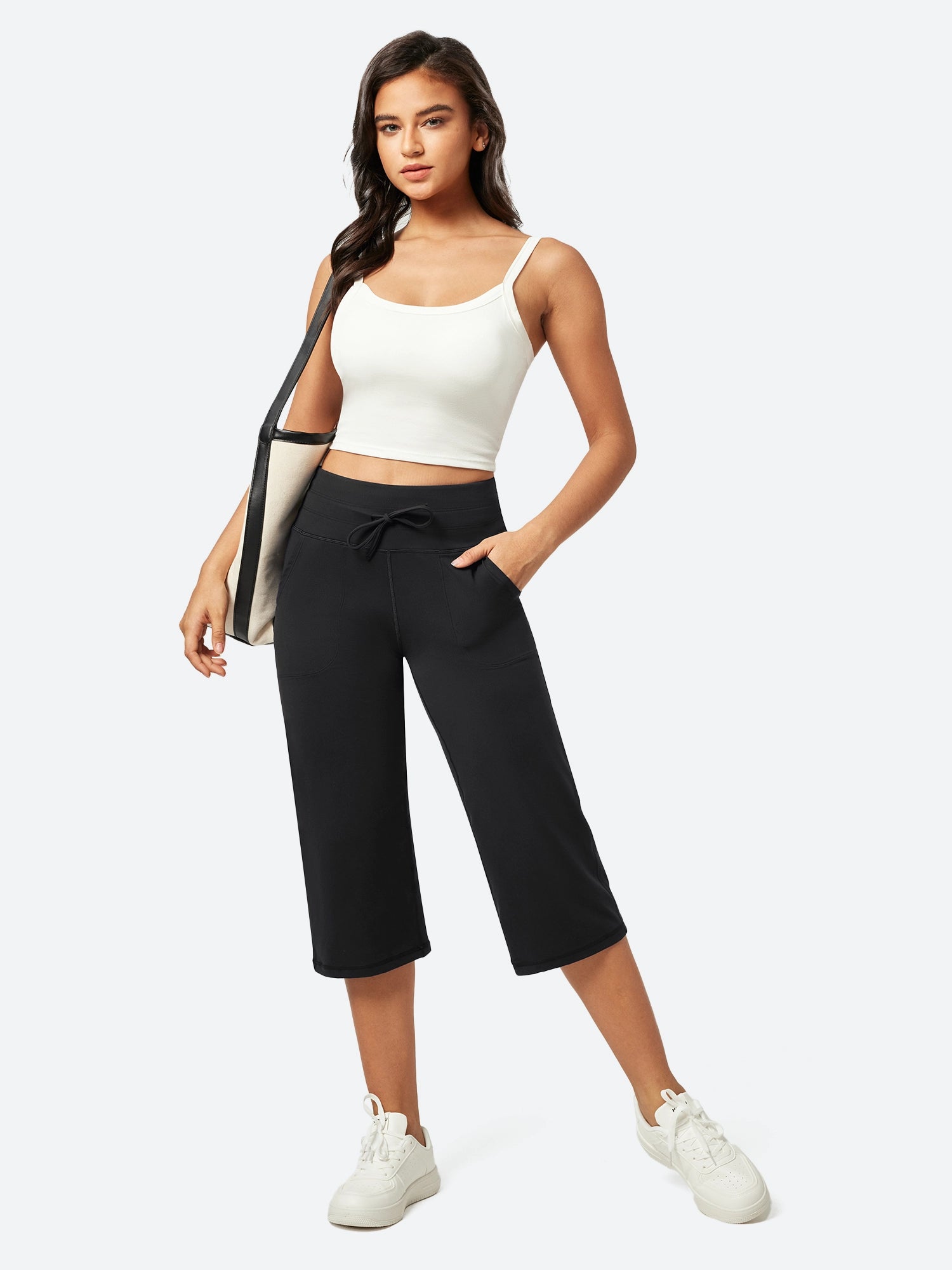 IUGA High Waist Wide Leg Capris With Pockets - IUGA