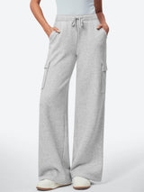 IUGA Fleece Wide Leg Cargo Sweatpants With Pockets - IUGA