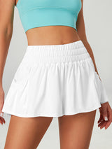 High Waist Flowy Shorts White