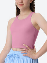 Girls Double Lined Crew Neck Racerback Tank Tops - IUGA