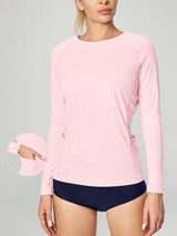 UPF 50+ Rash Guard With Pockets Pink