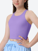 Girls Double Lined Crew Neck Racerback Tank Tops - IUGA