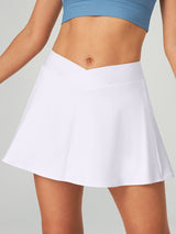 Cross Waist Tennis Skirts With Shorts White