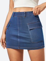 High Stretch Denim Jean Skirt Light Blue