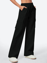 IUGA Fleece Wide Leg Cargo Sweatpants With Pockets - IUGA