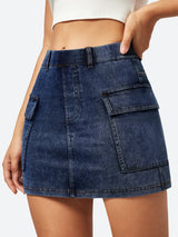 High Stretch Denim Jean Skirt Wash Blue