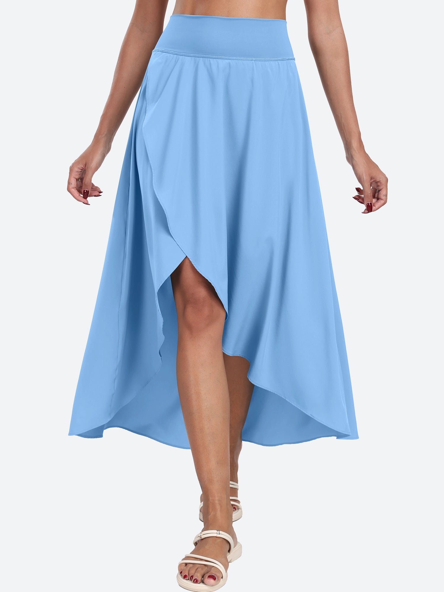 High Waist Flowy Skirts Aqua Blue