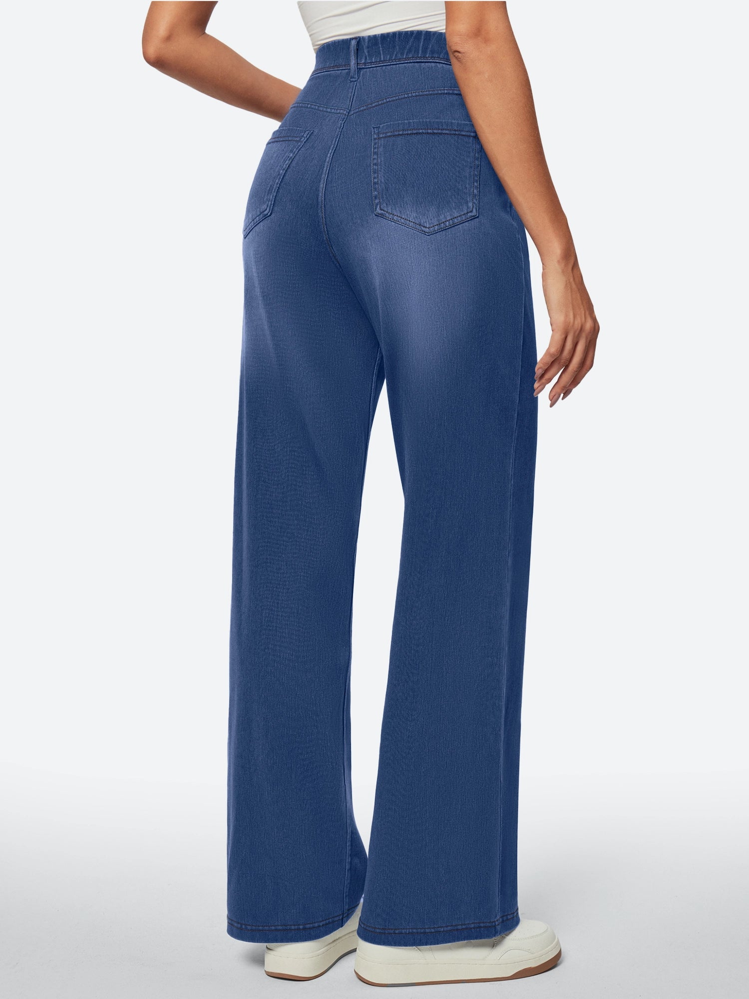 IUGA FlexDenim™ High Waist Pull On Wide Leg Jeans - IUGA