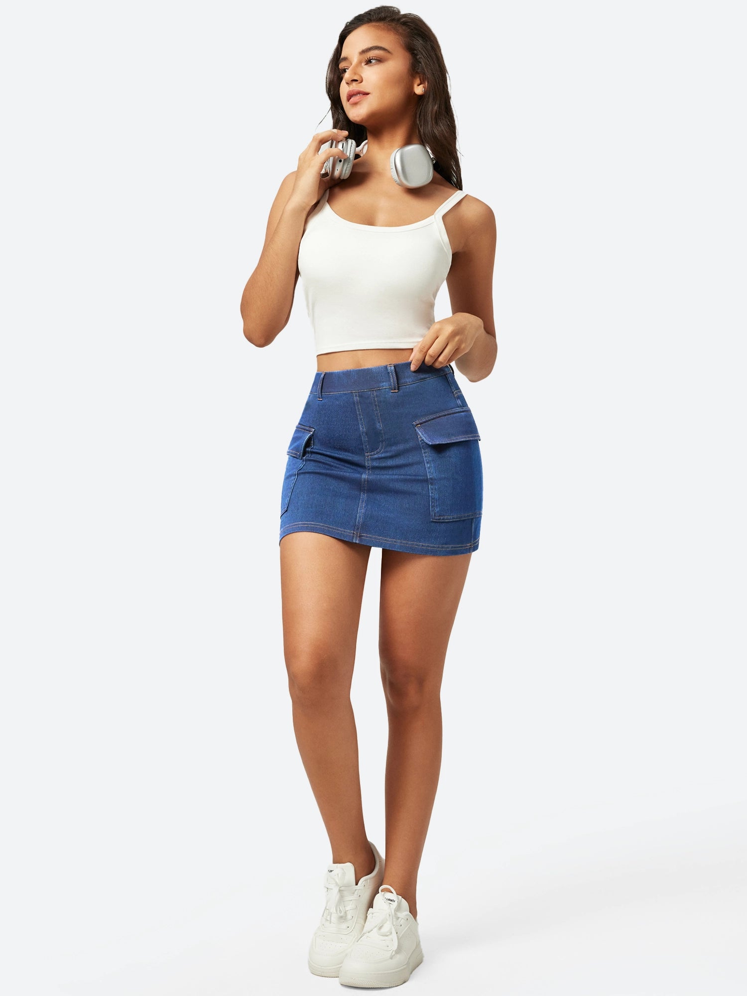 High Stretch Denim Jean Skirt Light Blue