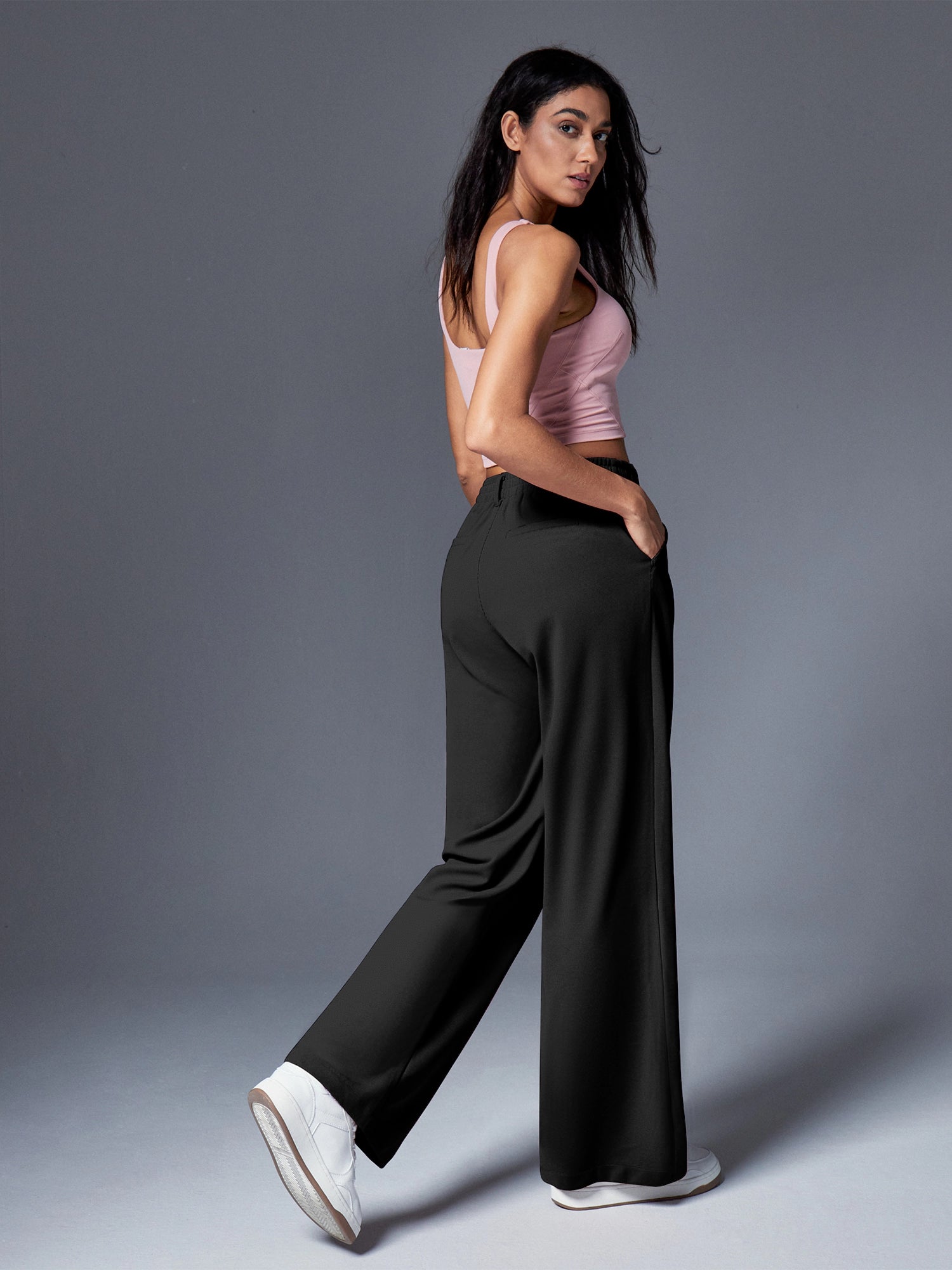 IUGA High Waisted Waffle Wide Leg Work Pants - IUGA