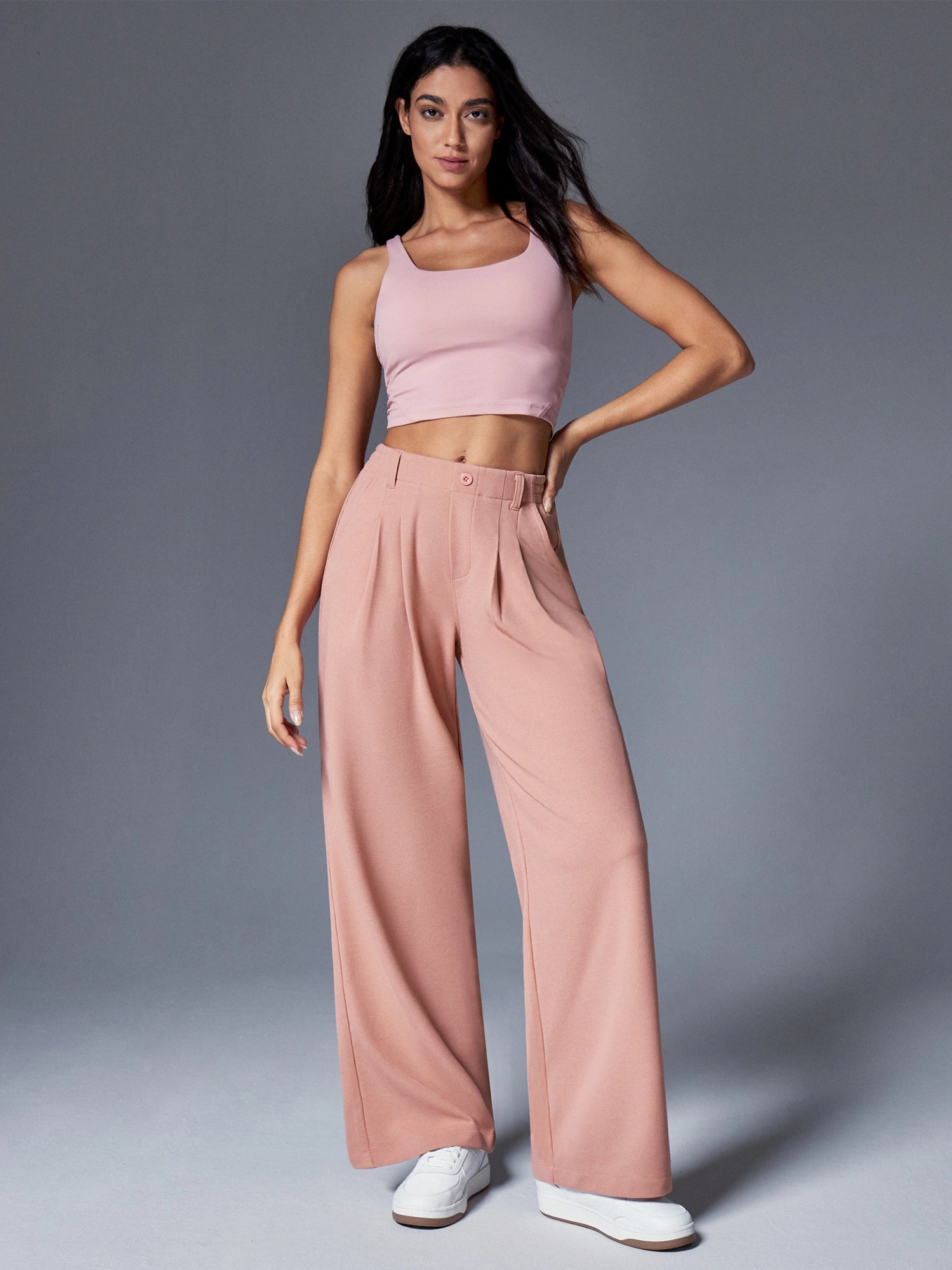 IUGA High Waisted Waffle Wide Leg Work Pants - IUGA