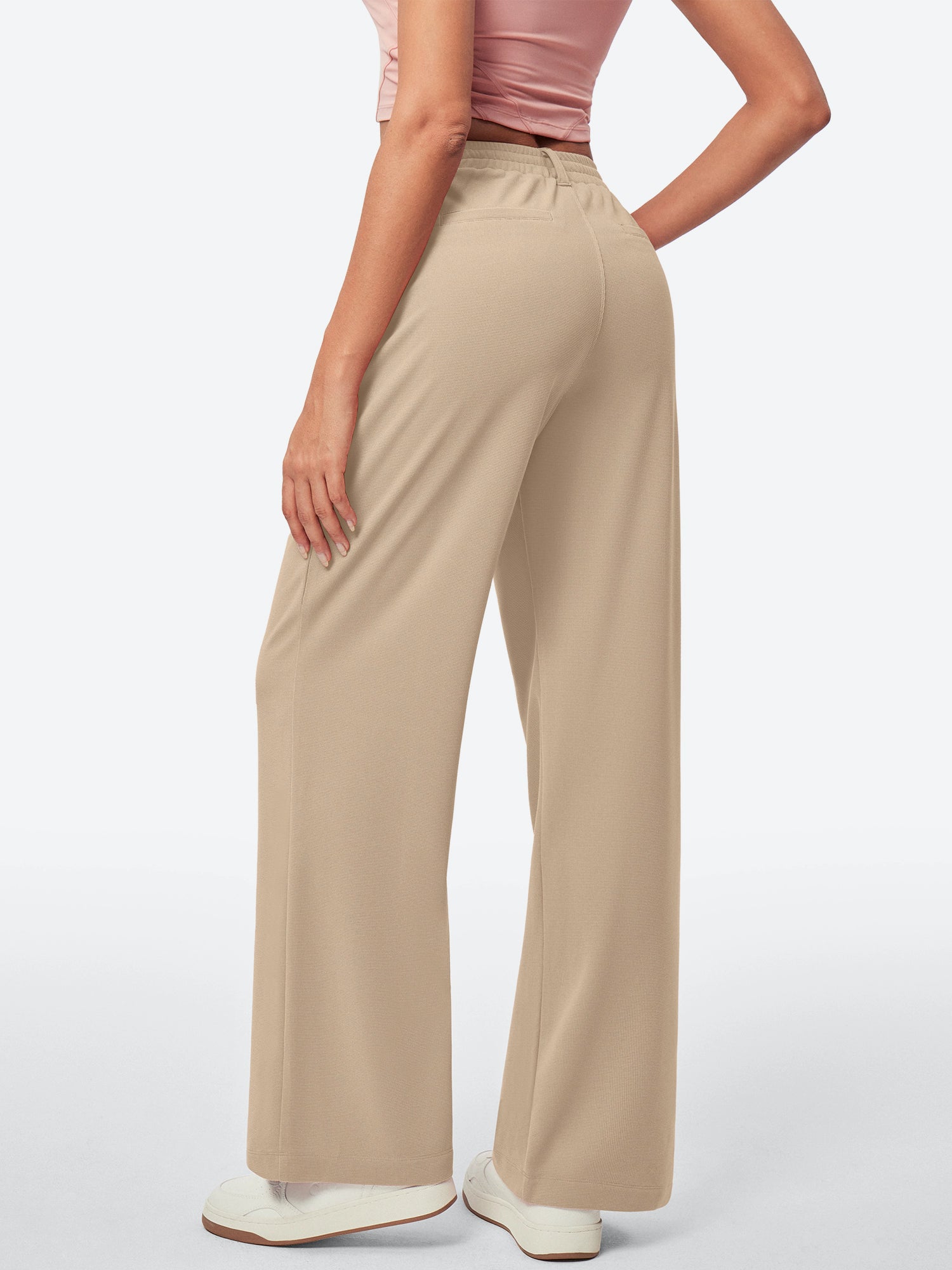 IUGA High Waisted Waffle Wide Leg Work Pants - IUGA