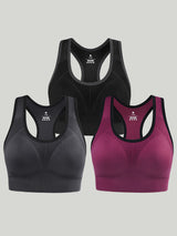 IUGA 3 Packs High Impact Racerback Sports Bra black&gray&wine