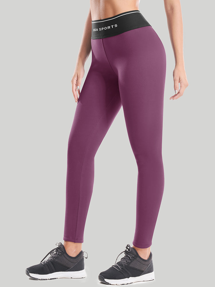 Windproof High Waist Thick Fleece Lined Leggings Maroon