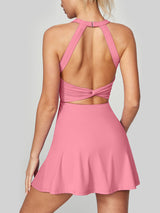 Women's Tennis Dress With Built In Shorts & Bra Pink