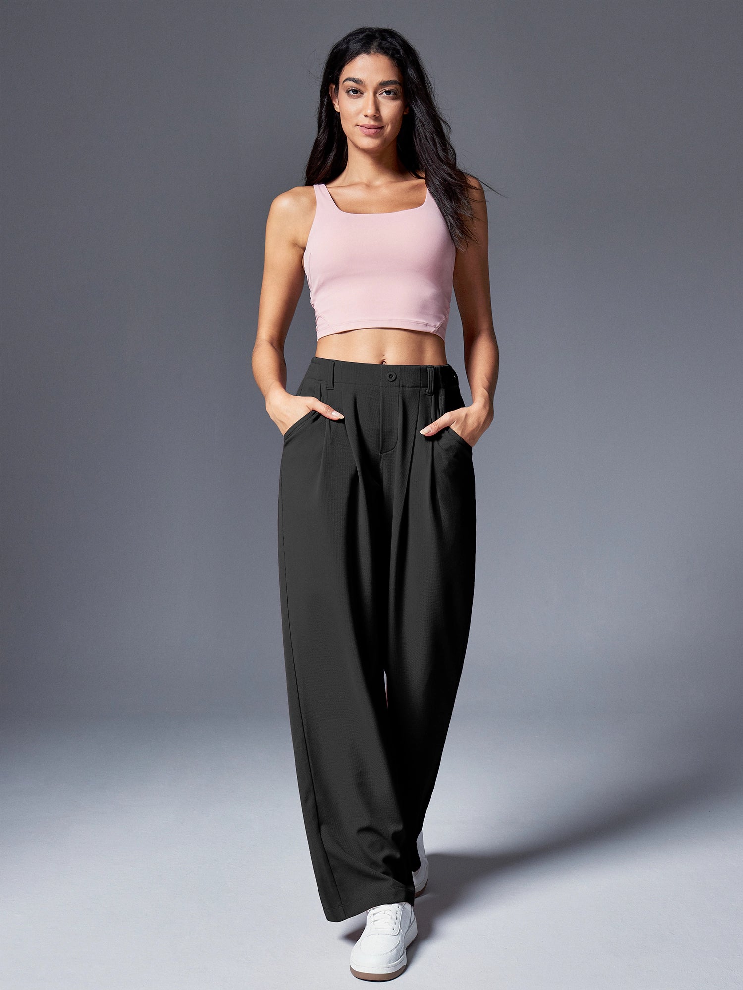 IUGA High Waisted Waffle Wide Leg Work Pants - IUGA