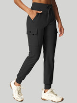 Fleece Lined Water Resistant Cargo Sweatpants Black