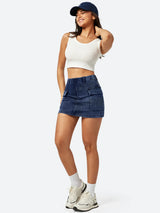 High Stretch Denim Jean Skirt Wash Blue