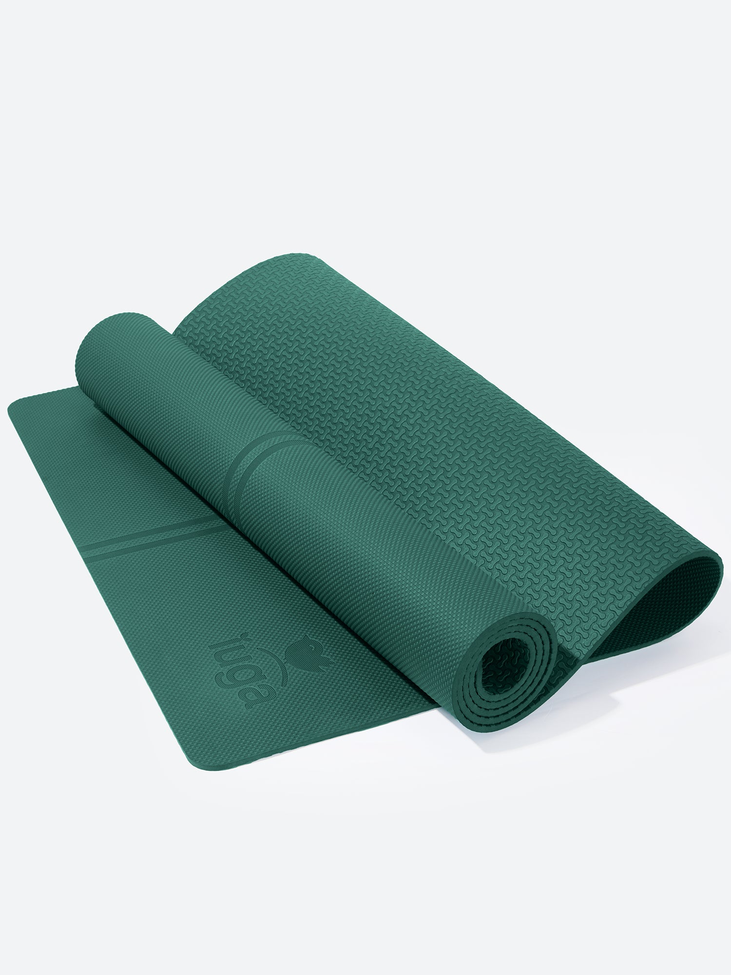 Non-Slip Yoga Mat With Alignment Lines Dark Green