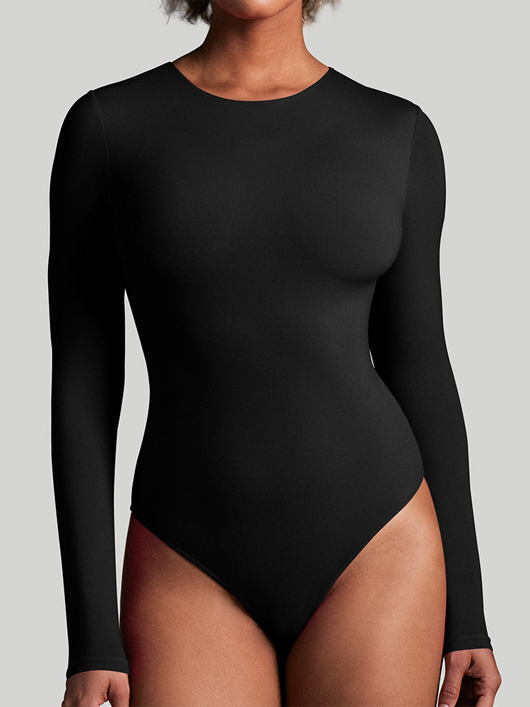 ButterLab™ Long Sleeve Crew Neck Bodysuits Black