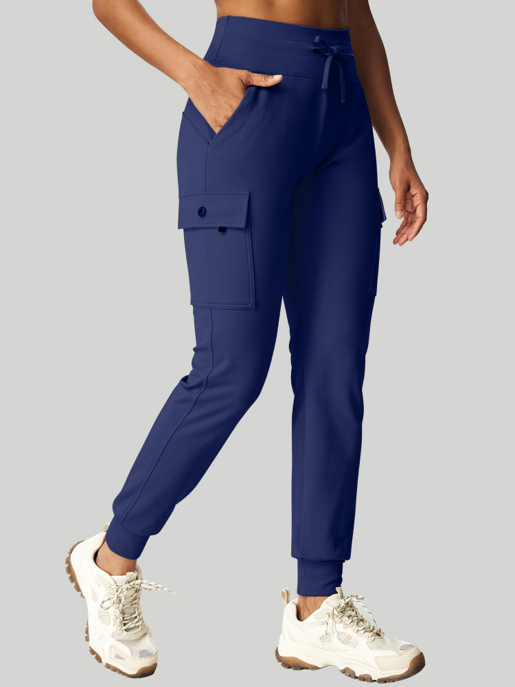 Fleece Lined Water Resistant Cargo Sweatpants Blue