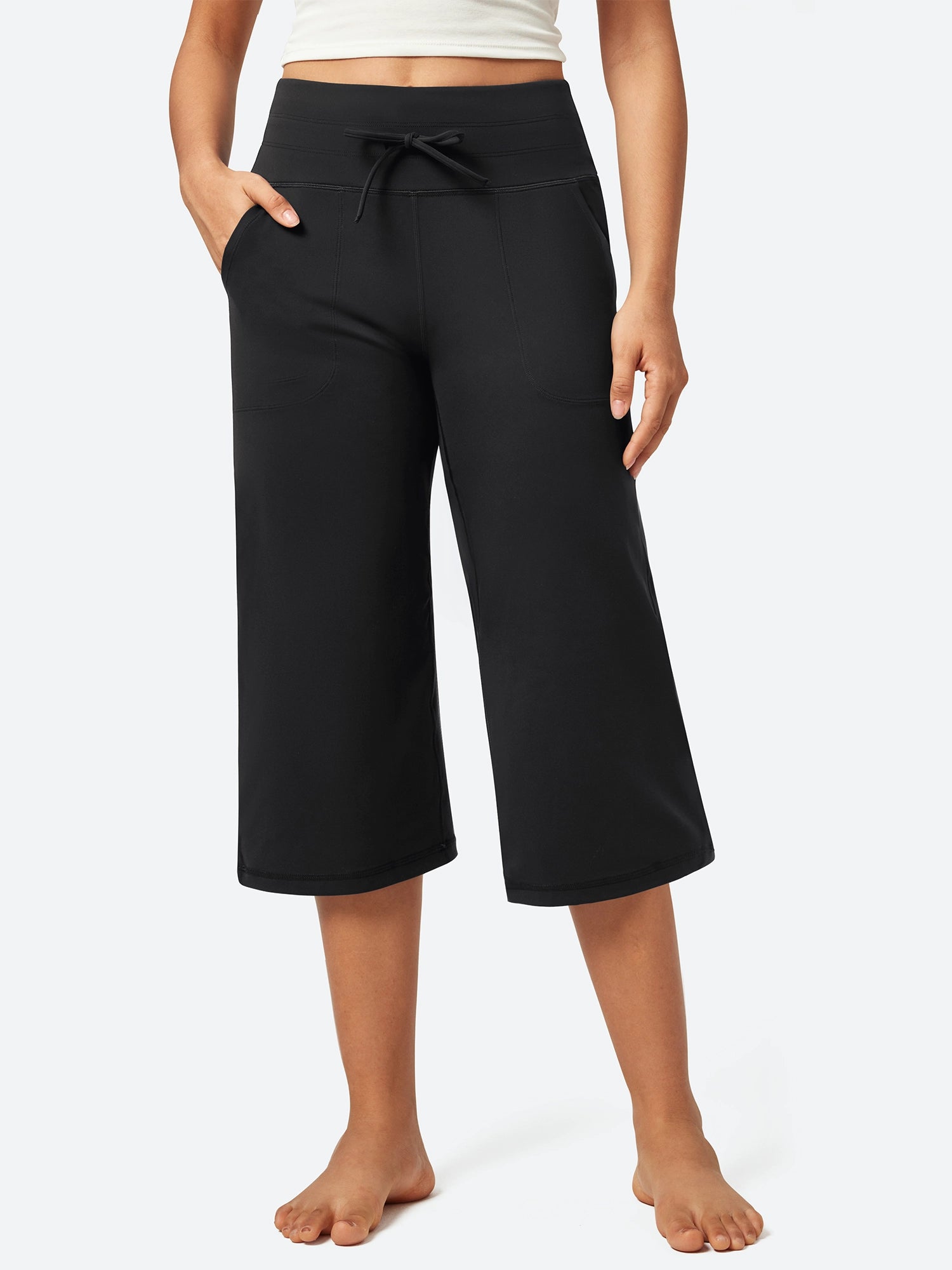 IUGA High Waist Wide Leg Capris With Pockets - IUGA