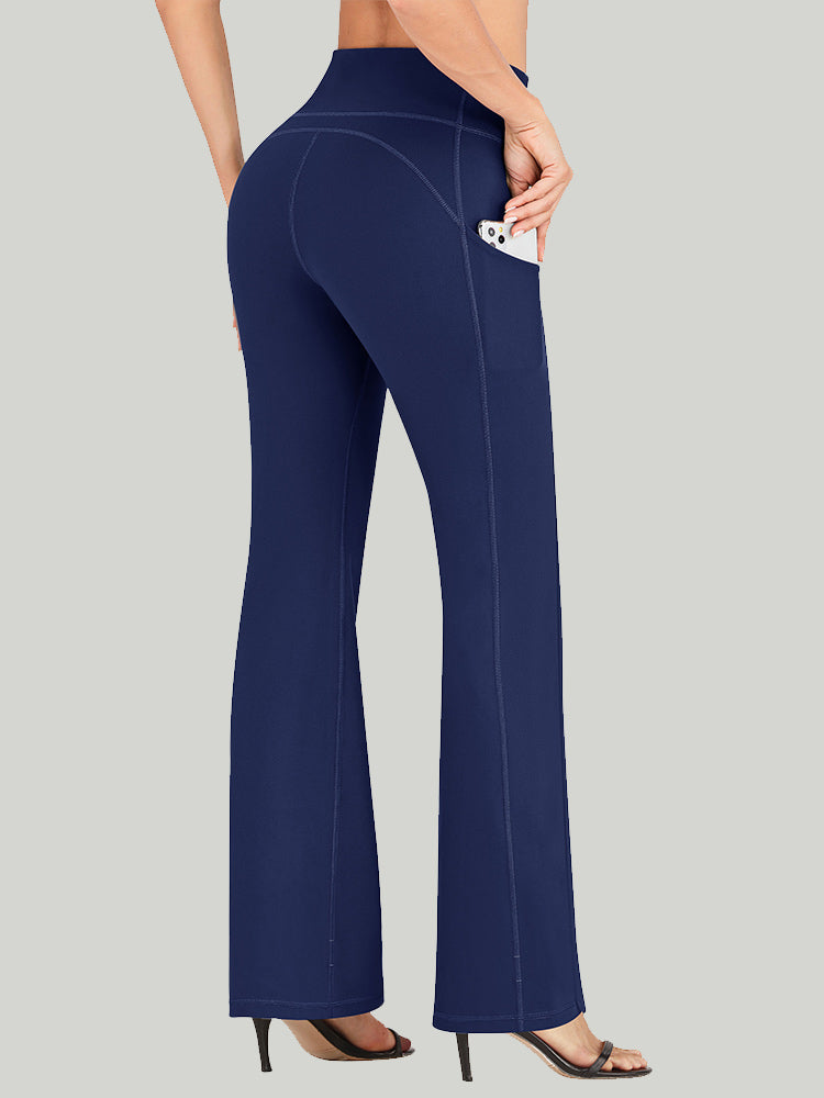 Tummy Control Bootcut Yoga Pants Dark Blue