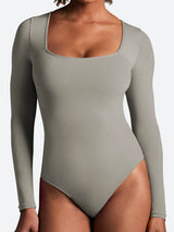 ButterLab™ Long Sleeve Square Neck Bodysuits Elephant Gray