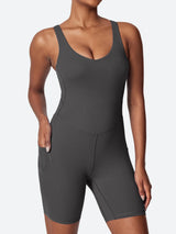 One Piece Tummy Control Jumpsuits Gray