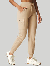 Fleece Lined Water Resistant Cargo Sweatpants Khaki