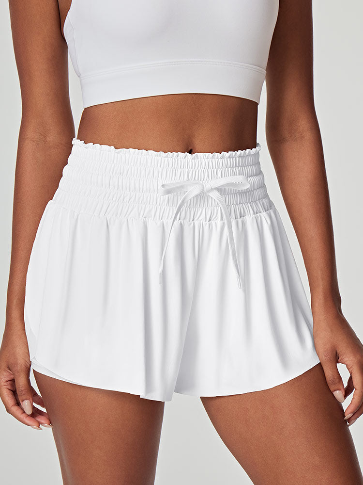 High Waist Flowy Shorts White