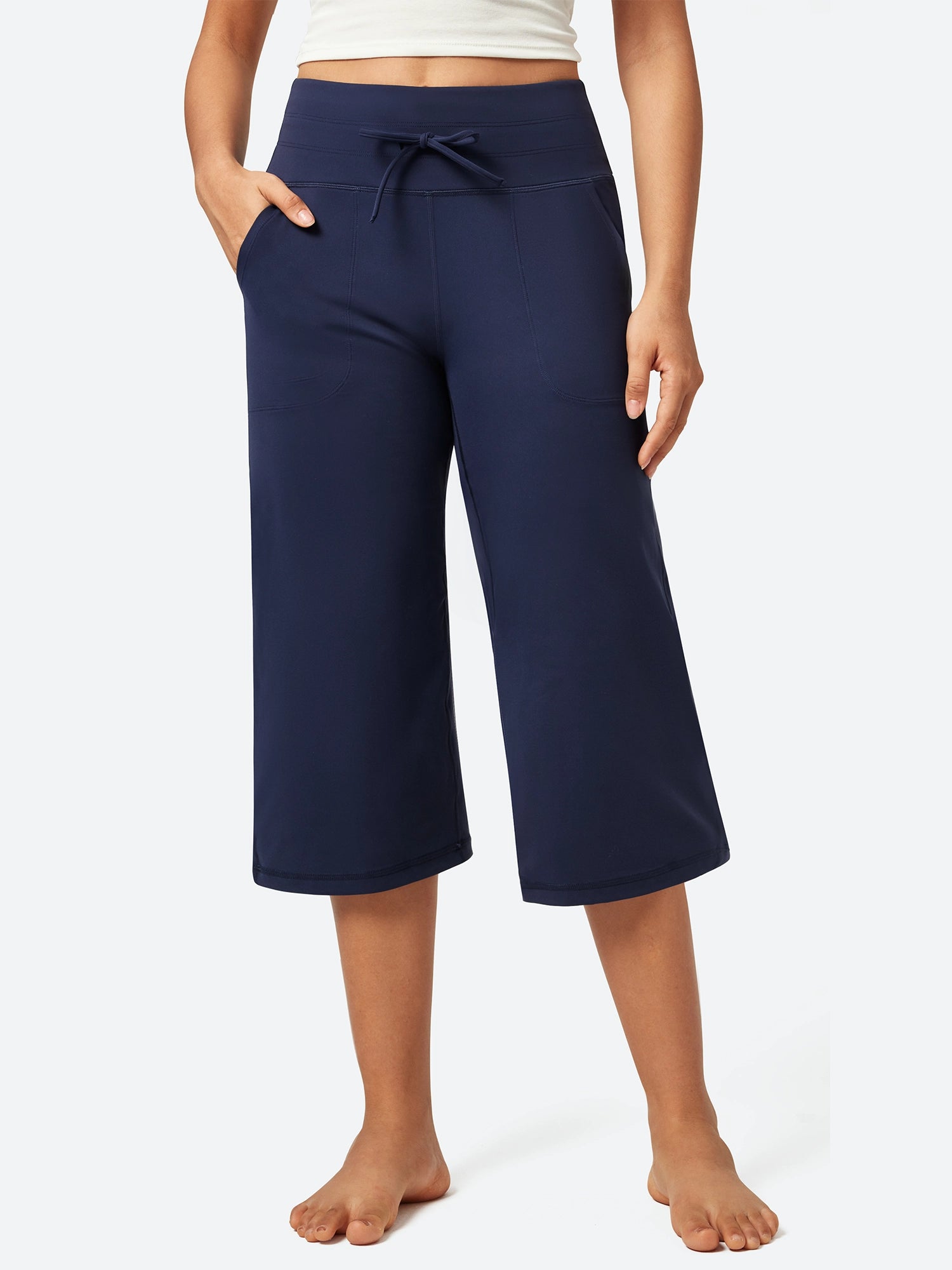 IUGA High Waist Wide Leg Capris With Pockets - IUGA