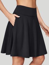 IUGA 20" High Waisted Knee Length Skirts With Pockets black