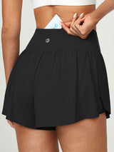 IUGA High Waisted 2 In 1 Crossover Flowy Shorts - IUGA