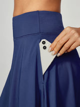 IUGA 20" High Waisted Knee Length Skirts With Pockets blue